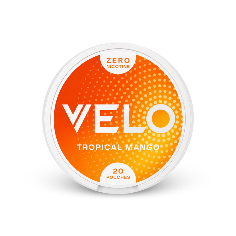 VELO Tropical Mango Zero – can of nicotine pouches