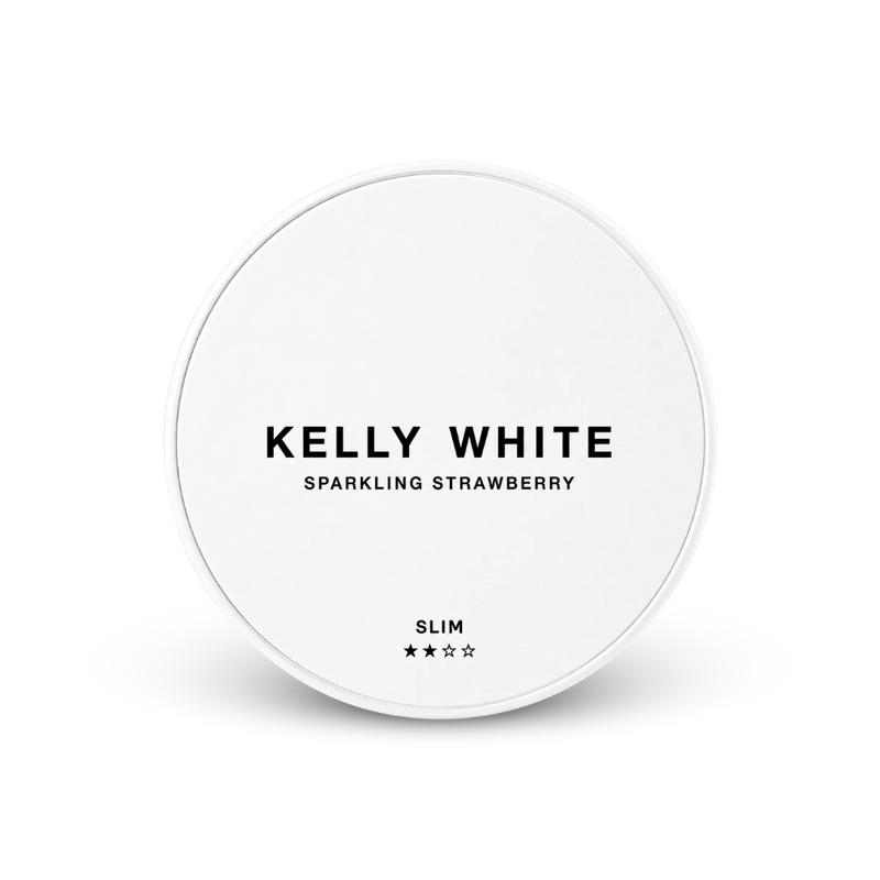 Kelly White Sparkling Strawberry Slim – can of nicotine pouches